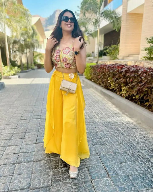 Yellow floral top and pants