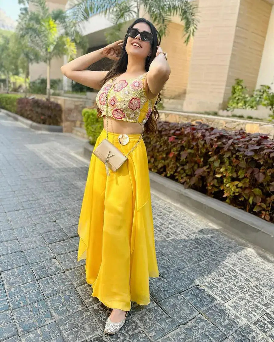 Yellow floral top and pants